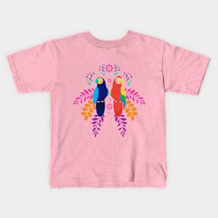 Colorful Twin Parrot Kids T-Shirt